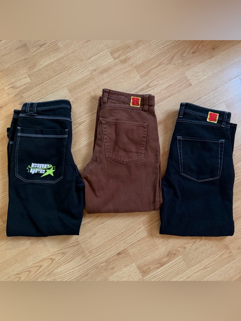 Empyre 3 Pack - Y2K Skater Jeans Men’s Size 32x29 - Black/ Black / Brown